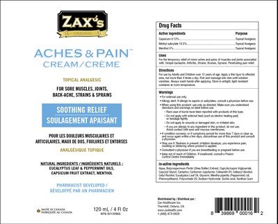 Tube Label (Zaxs   Aches And Pain Cream Full)